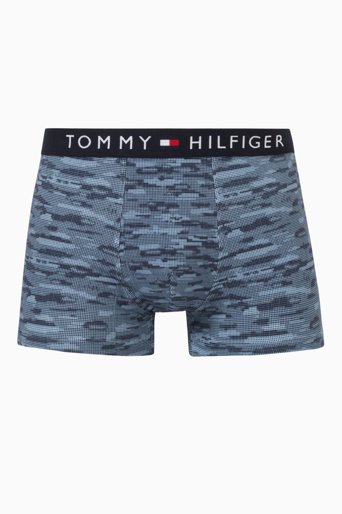 

Camo Print Trunks in Stretch Cotton, Blue