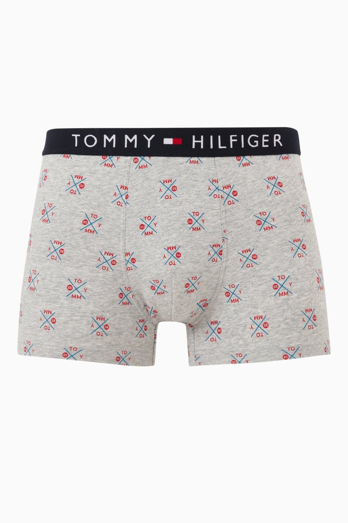 

Logo Print Trunks in Stretch Cotton, Grey