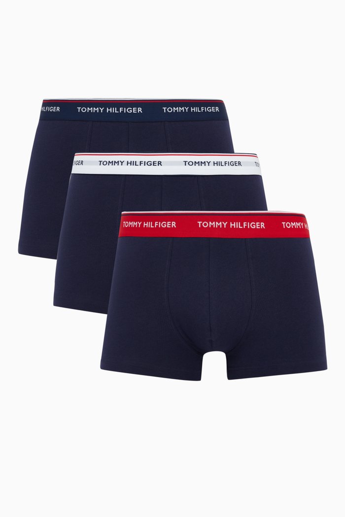 

Essential Logo Trunks in Cotton, Set of 3, Blue