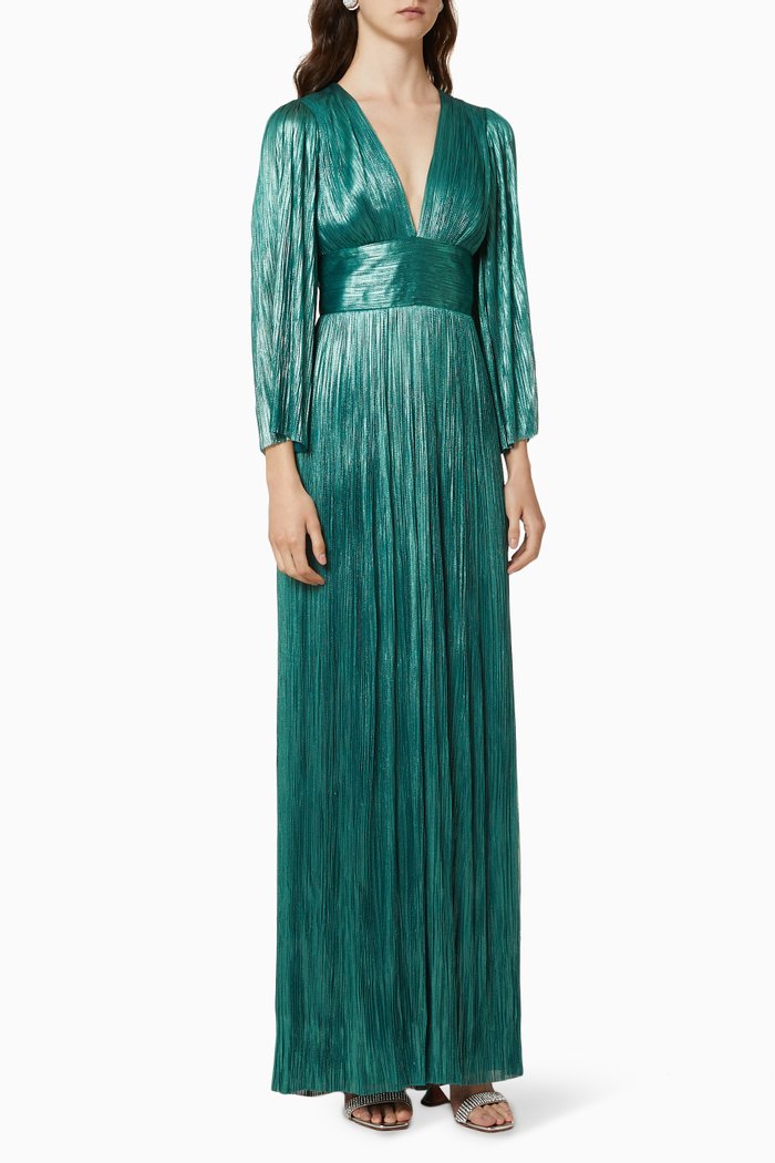 

Metallic Silk Tulle Gown, Blue