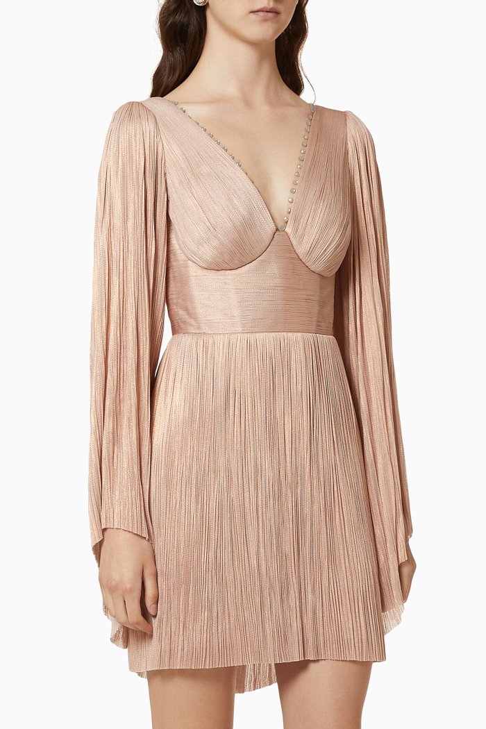 

Metallic Silk Tulle Mini Dress, Pink