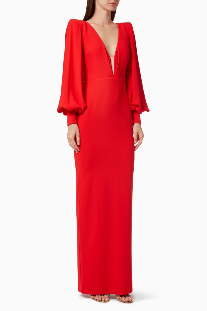 

Carlin Column Gown in Satin Crepe, Red