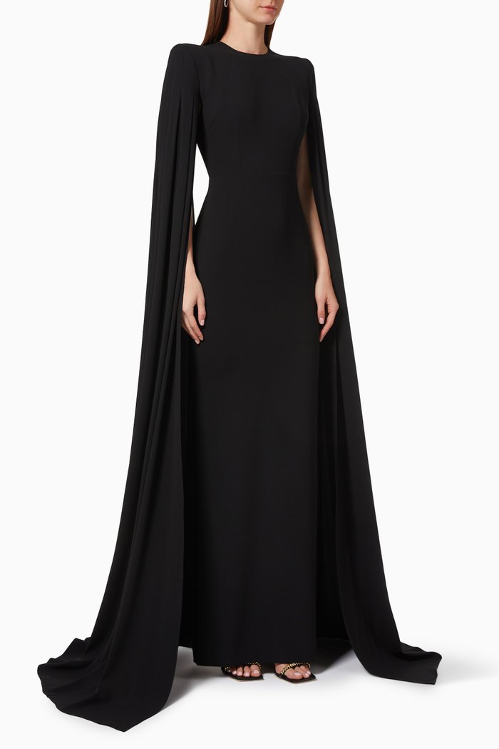 

Alder Satin Crepe Column Gown, Black