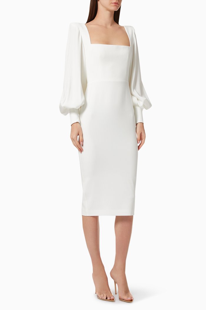 

Pearson Portrait Dress in Satin Crepe, White
