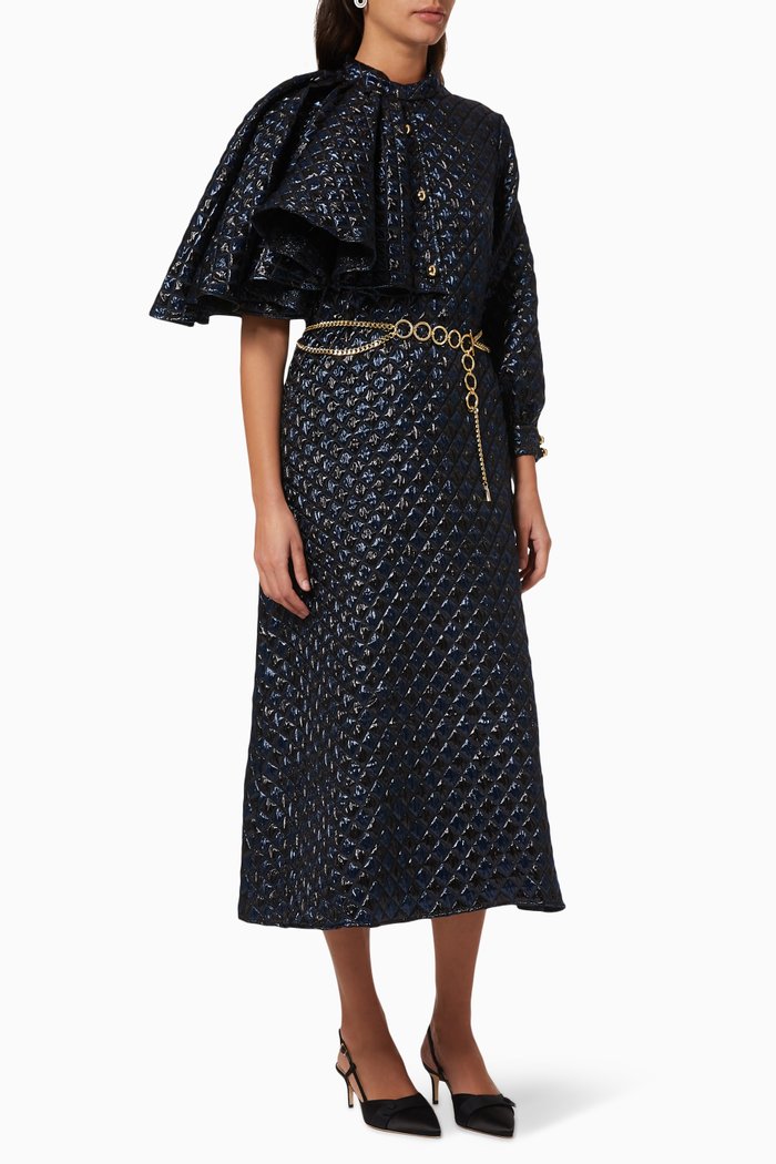 

Frill Textured Dress, Black