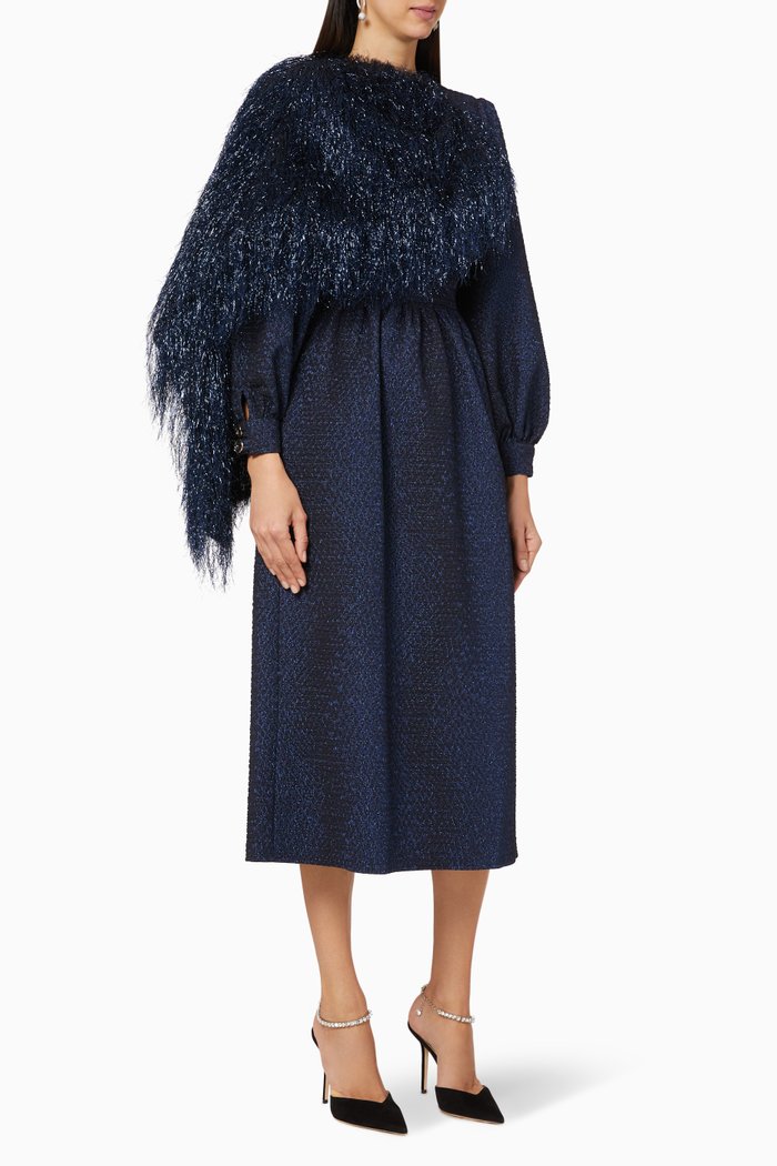 

Fringe Cape Dress, Blue