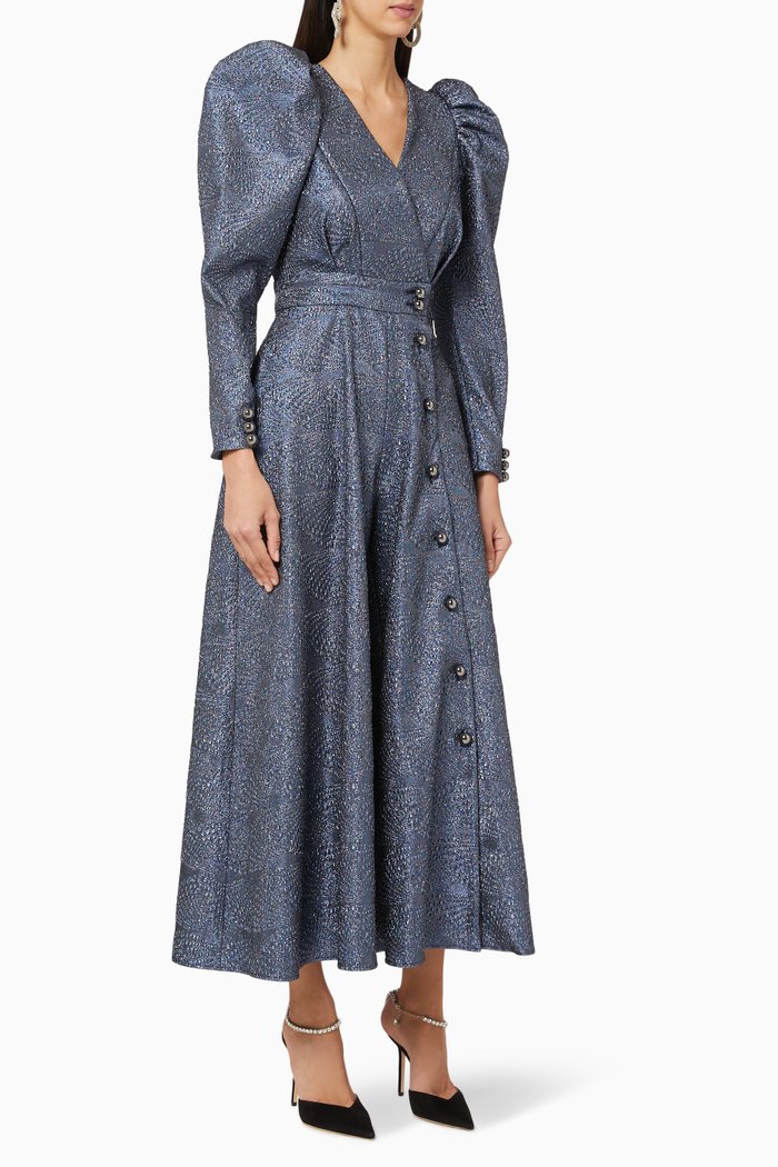 

Jacquard Belted Jumpsuit, Blue