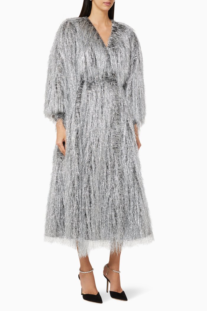 

Fringe Wrap Dress, Silver