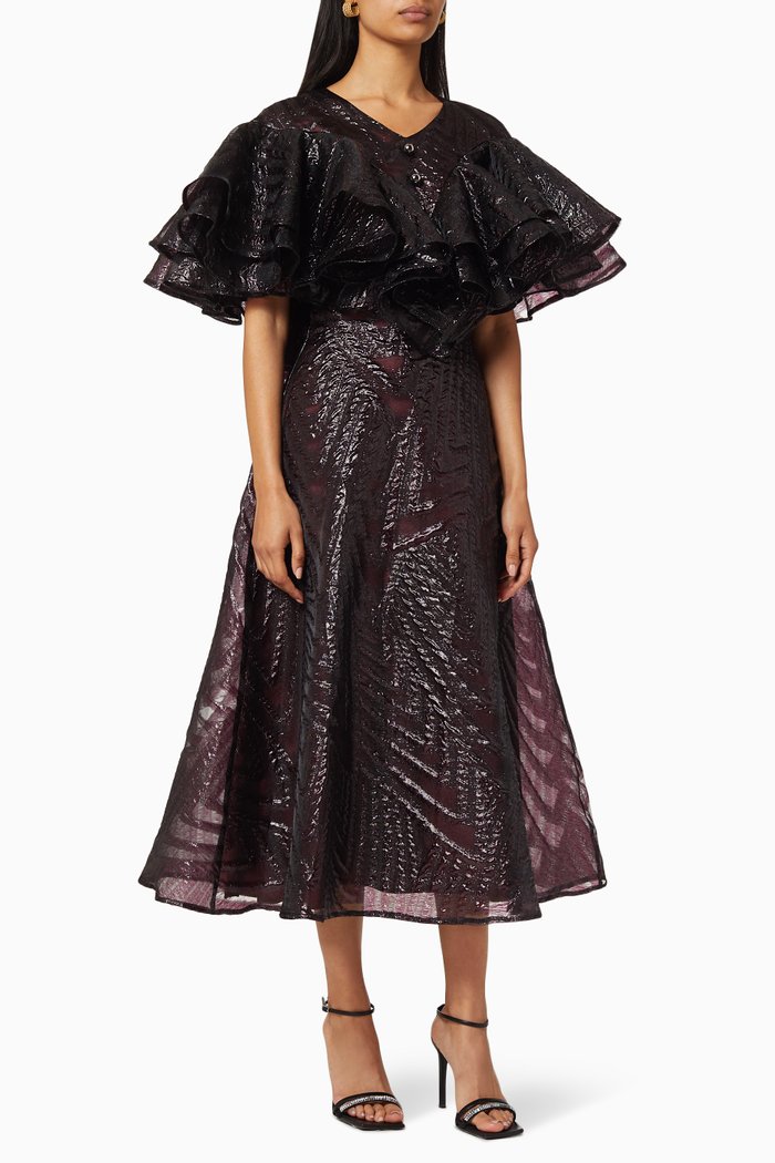 

Frill Textured Dress, Burgundy
