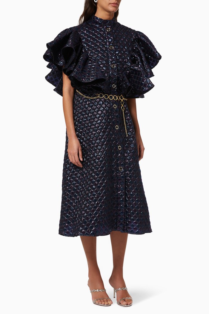 

Frill Shirt Dress, Purple