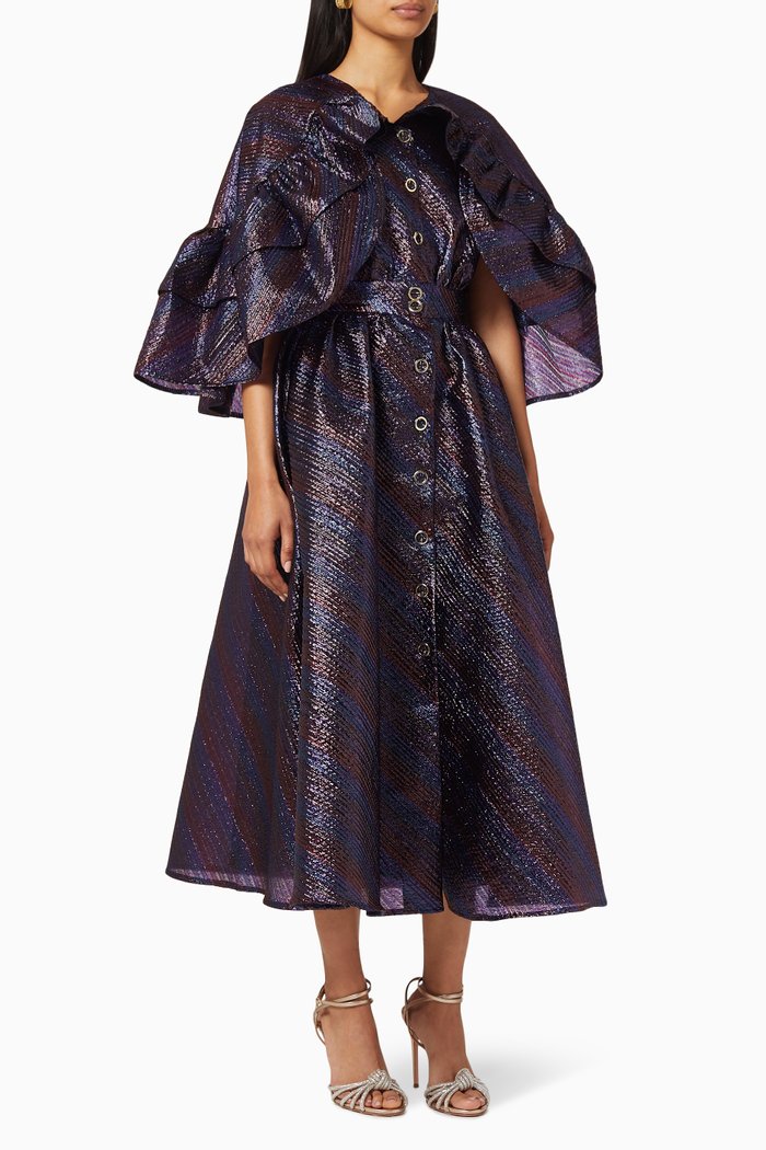 

Frill Belted Dress, Purple