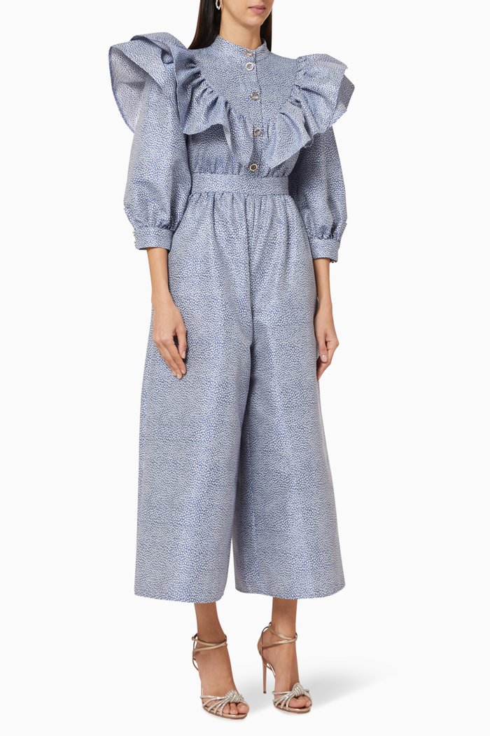 

Frill Jacquard Jumpsuit, Blue