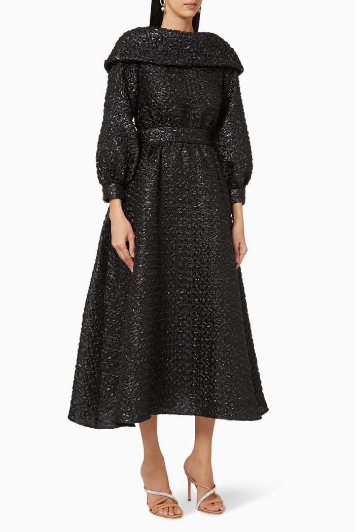 

Floral Jacquard Dress, Black
