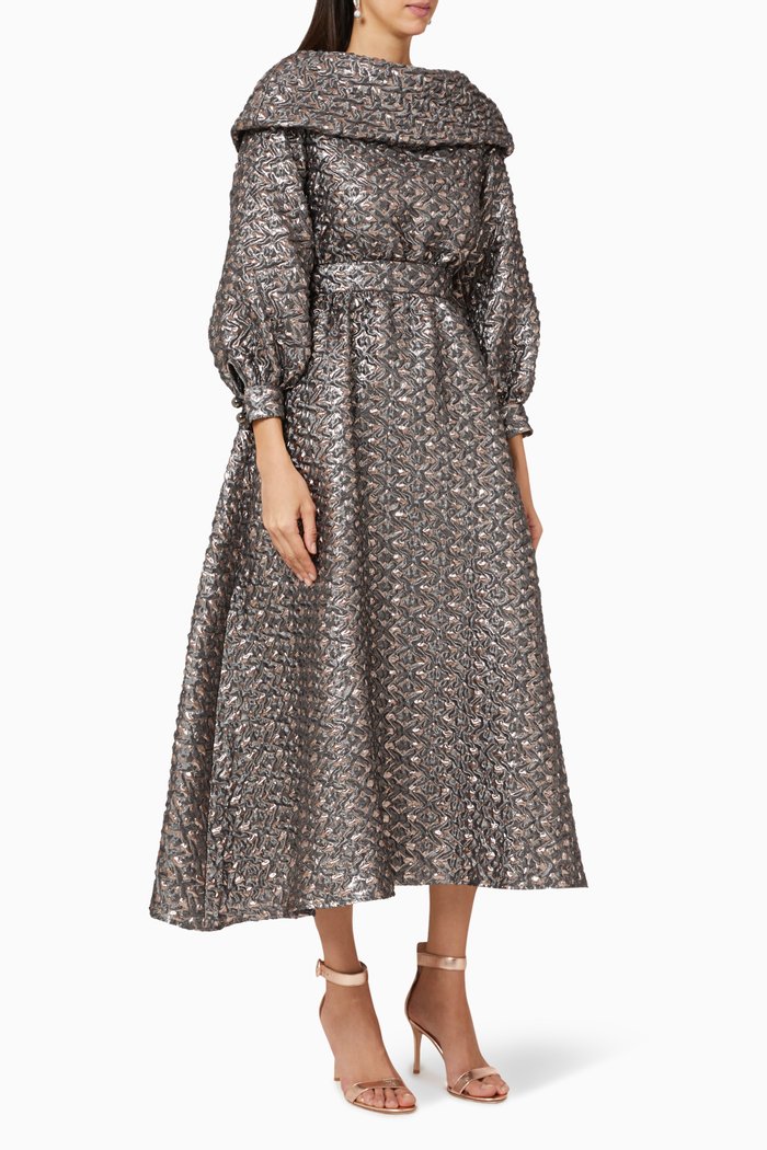 

Floral Jacquard Dress, Brown