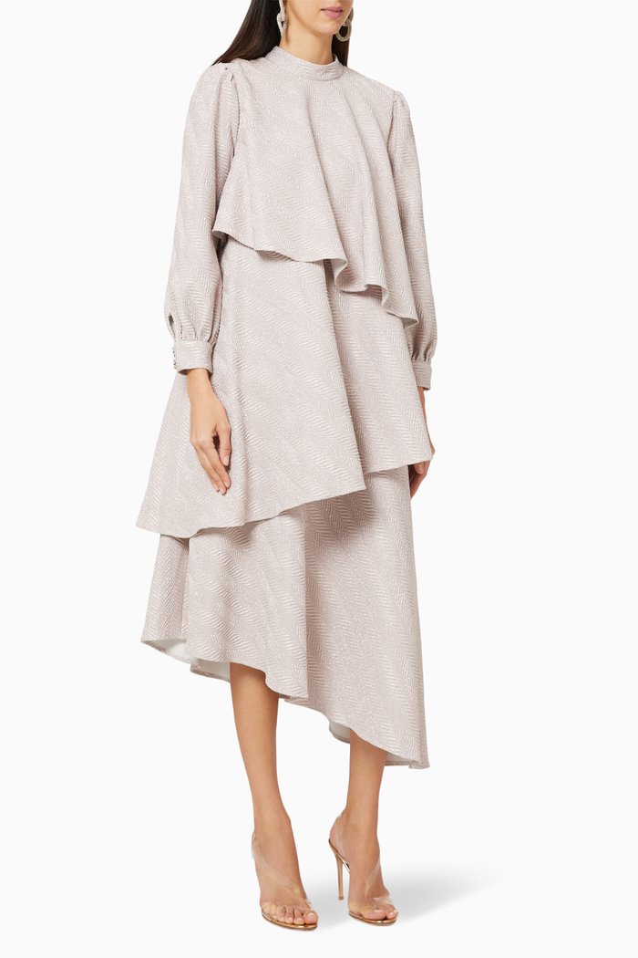 

Asymmetric Tiered Dress, Neutral