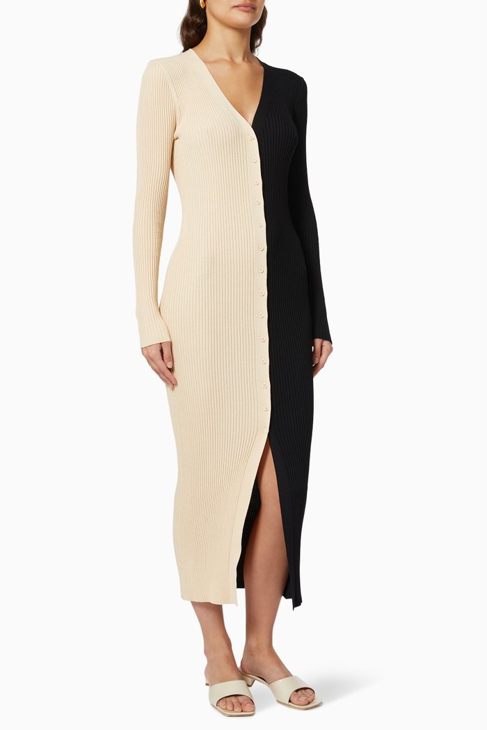 

Shoko Sweater Dress in Ribbed Knit, Black