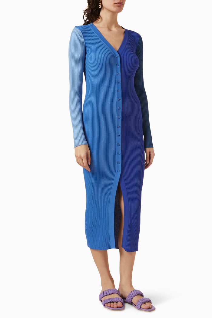 

Shoko Sweater Dress in Ribbed Knit, Blue