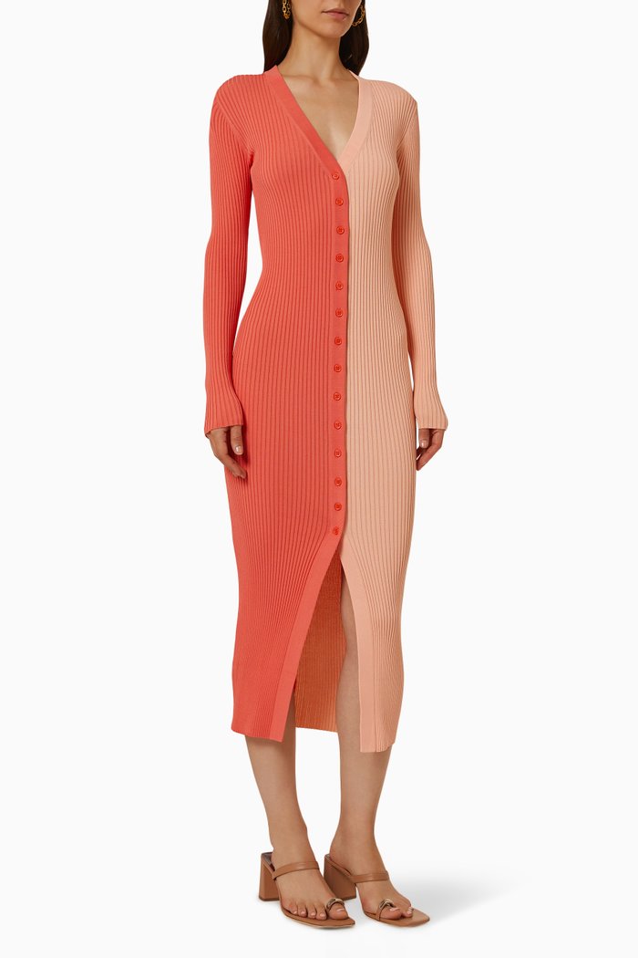 

Shoko Sweater Dress in Ribbed Knit, Orange