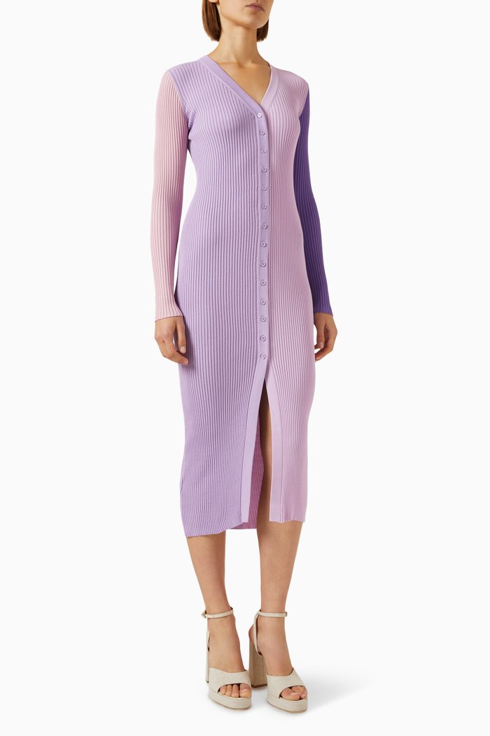 

Shoko Sweater Dress in Ribbed Knit, Purple