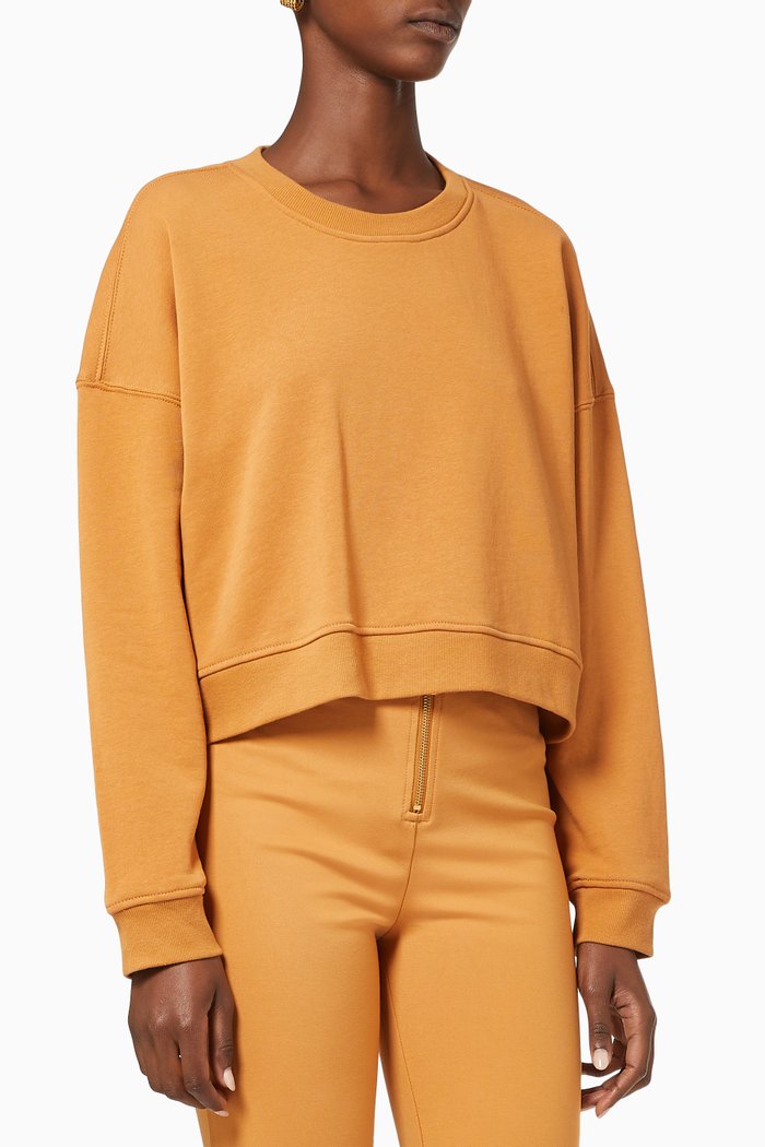 

Crewneck Cropped Sweatshirt, Brown