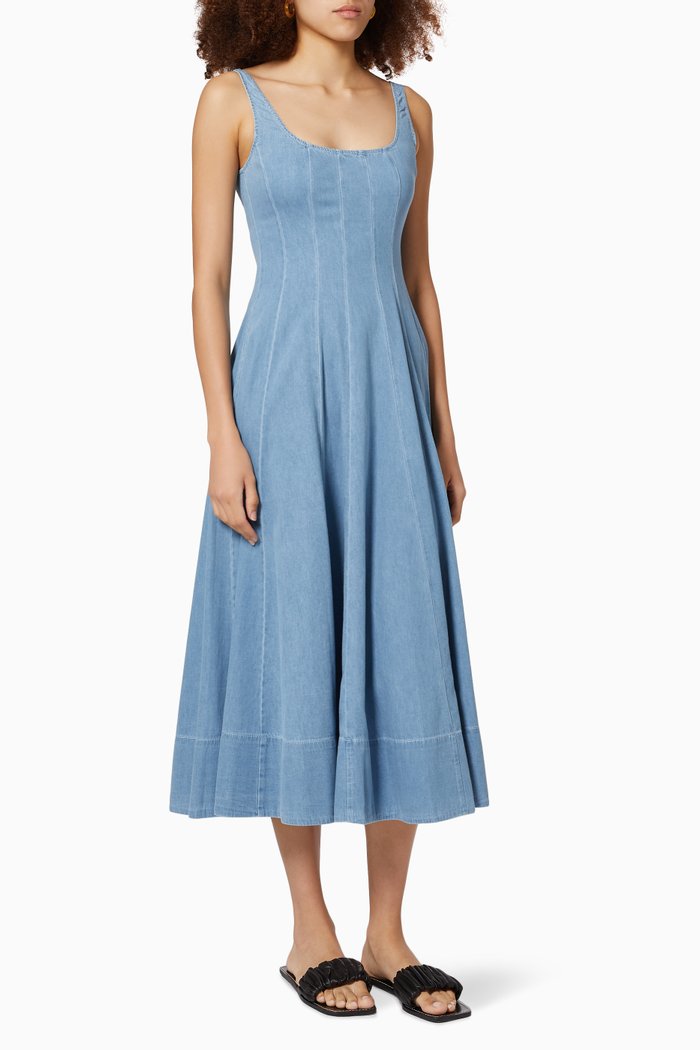 

Wells Dress in Cotton Poplin, Blue
