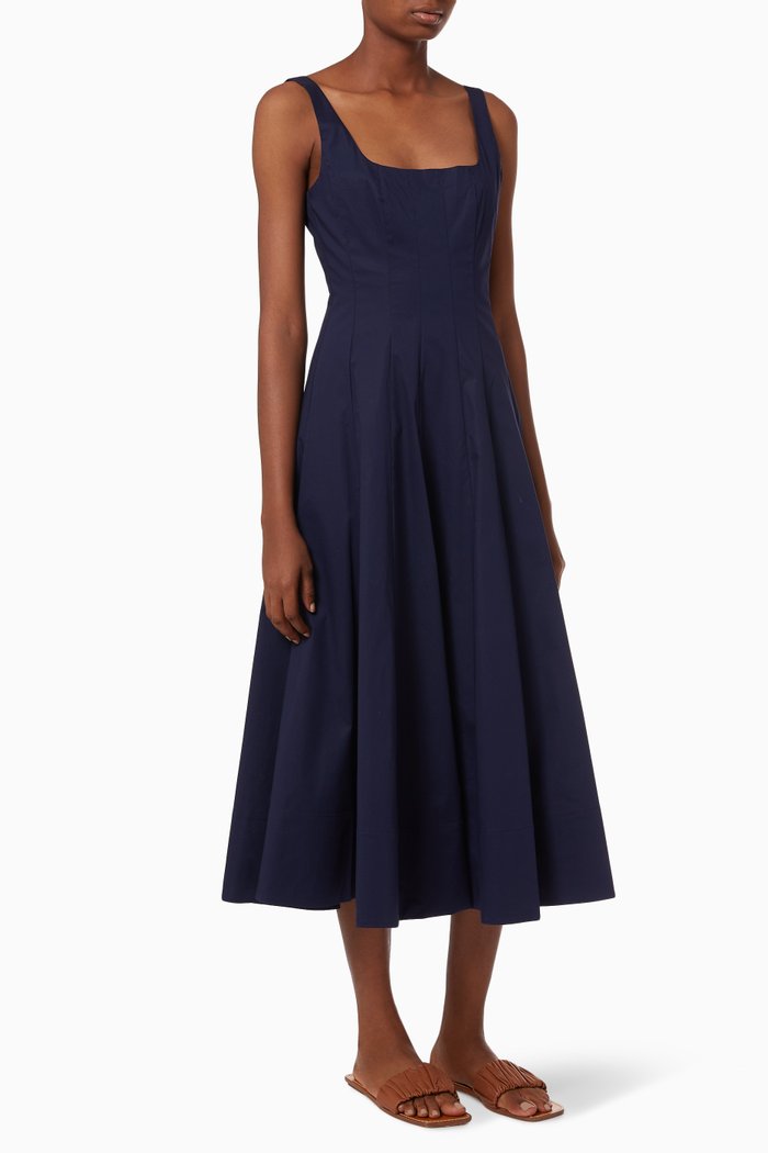 

Wells Dress in Cotton Poplin, Blue