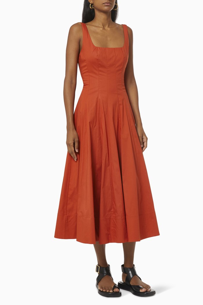 

Wells Dress in Cotton Poplin, Red