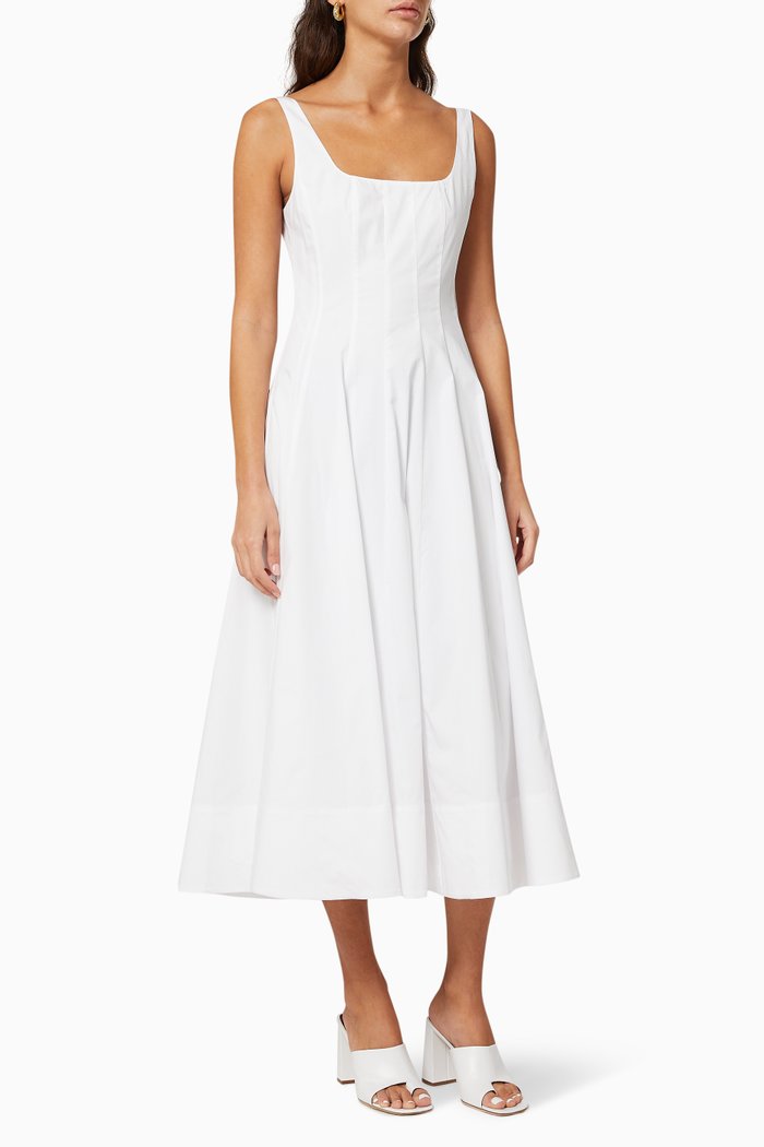 

Wells Dress in Cotton Poplin, White