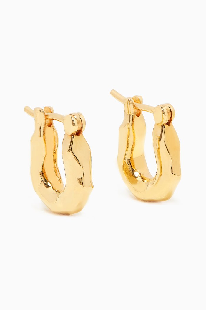 Feminine Waves Mini Hoops in 18kt Gold-plated Brass