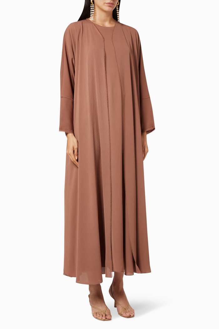 

Fluent Cut Silk Abaya Set, Neutral