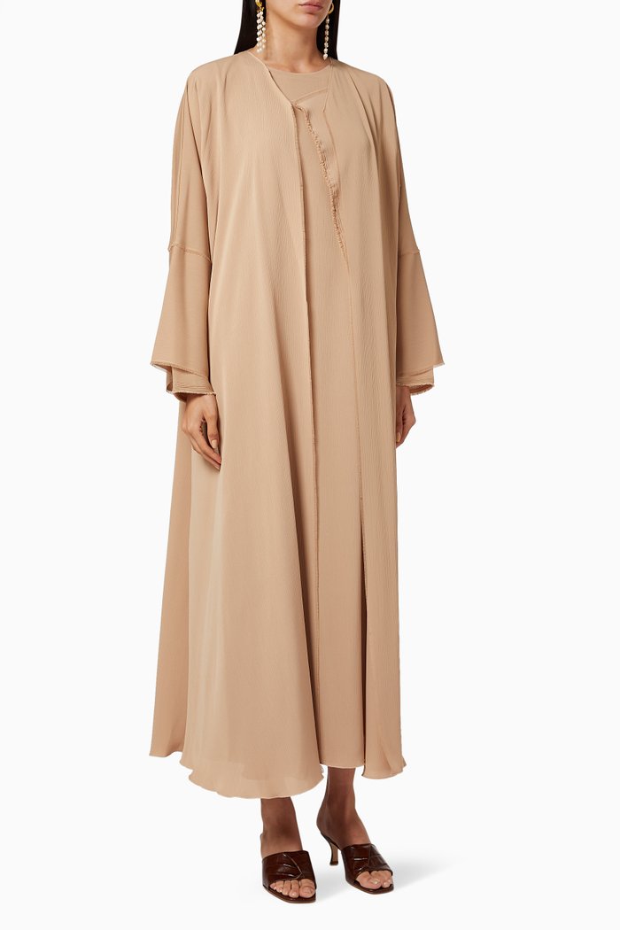 

Fluent Cut Charmeuse Abaya Set, Purple