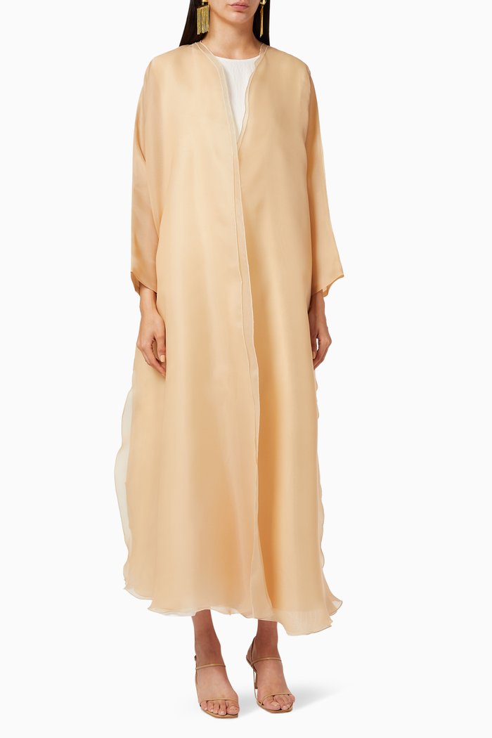 

Occasional Cut Silk Organza Abaya, Gold