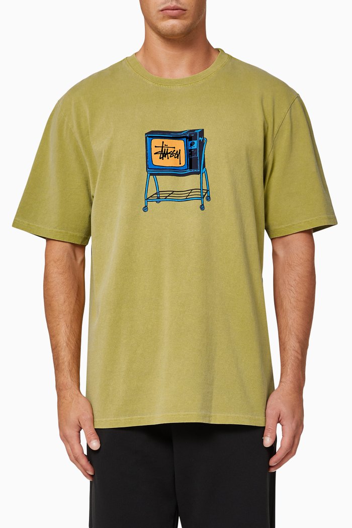 

Rolling TV Pigment Dyed Cotton T-shirt, Yellow