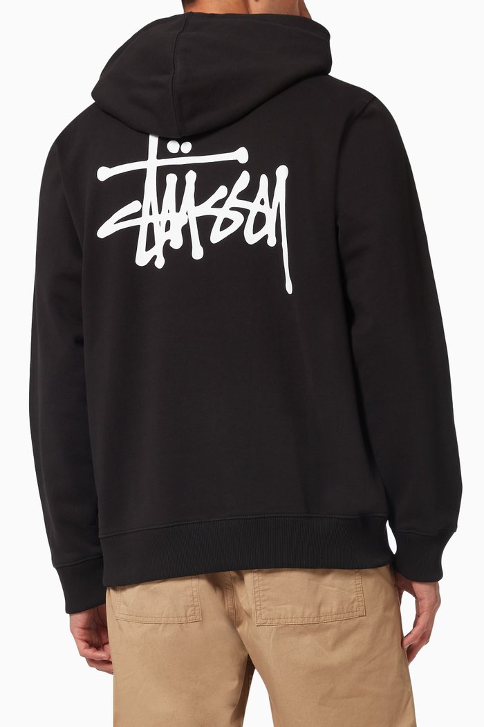 

Basic Stüssy Hoodie in Cotton Blend Jersey, Black
