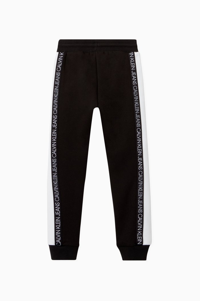 

Colour Block Track Pants in Organic Cotton Blend, Black