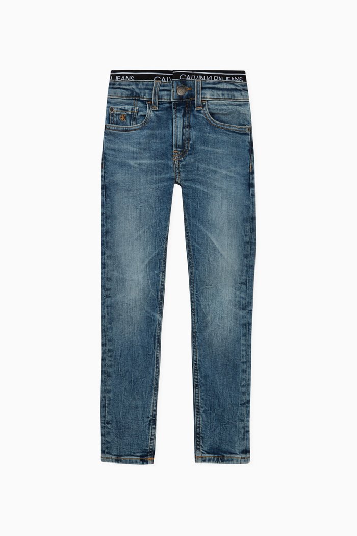 

Skinny Jeans in Cotton Stretch Denim, Blue
