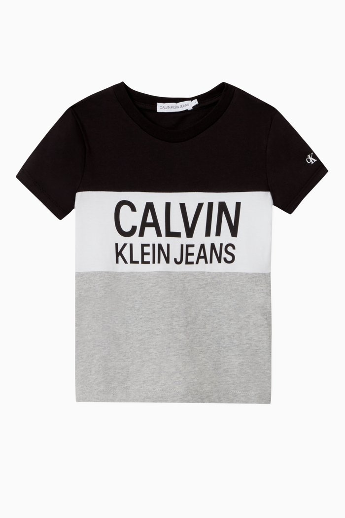 

Colour Block T-shirt in Organic Cotton, Black