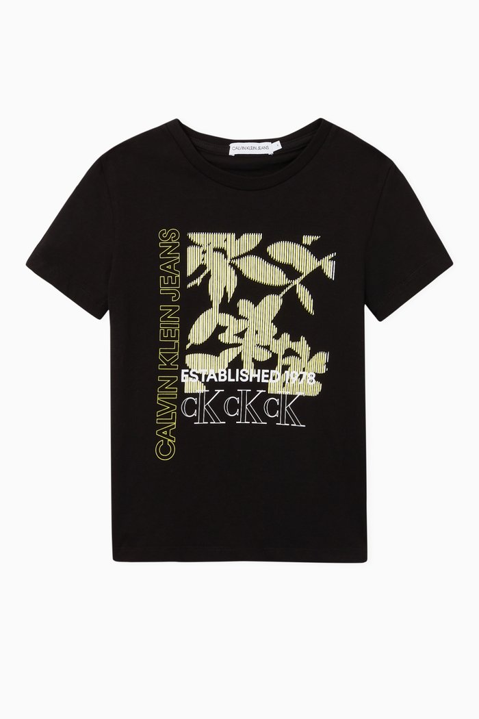 

Leaf Logo Print T-Shirt, Black