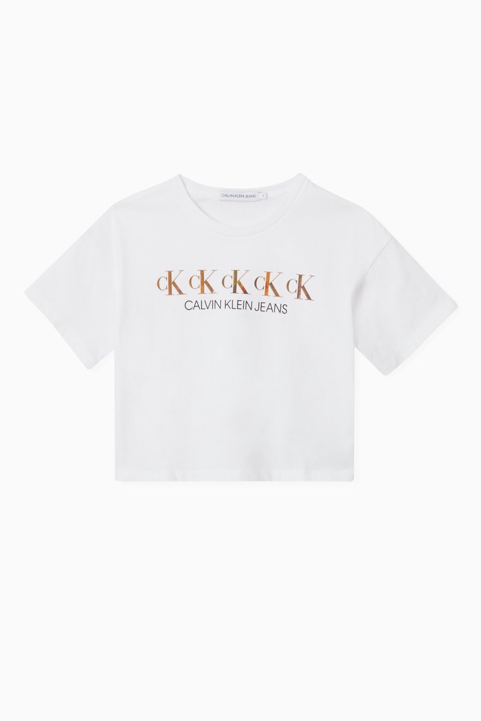 

Logo Foil Repeat T-shirt in Organic Cotton Jersey, White