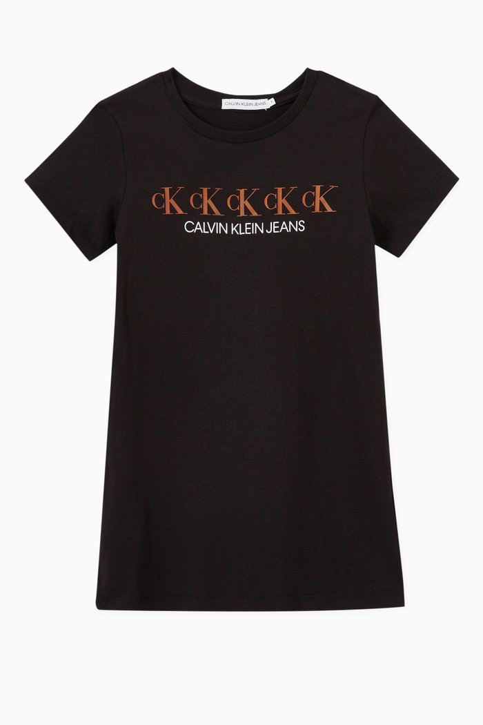 

Logo Foil Repeat T-shirt Dress in Organic Cotton Jersey, Black