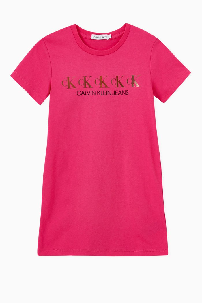 

Logo Foil Repeat T-shirt Dress in Organic Cotton Jersey, Pink