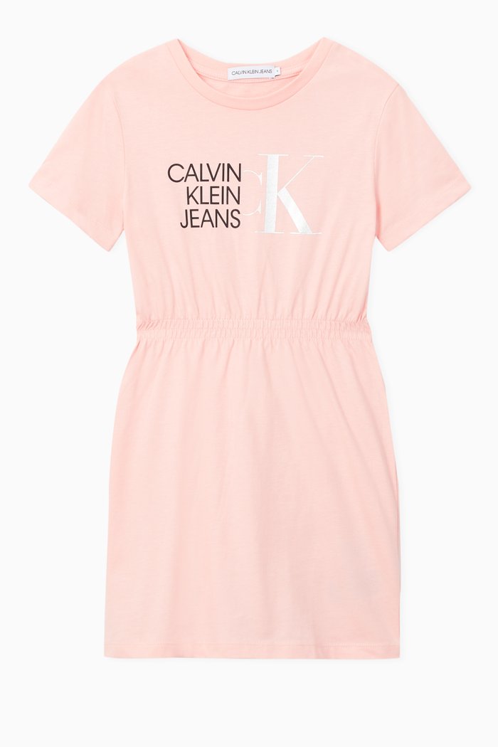 

Logo Print T-Shirt Dress, Pink