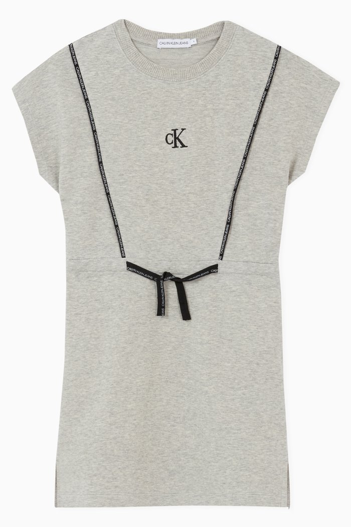

Drawstring T-shirt Dress in Cotton Jersey, Grey