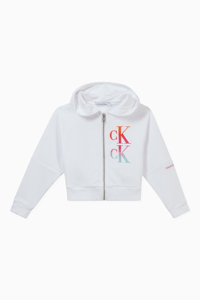 

Logo Zip Up Hoodie in Organic Cotton Terry, White