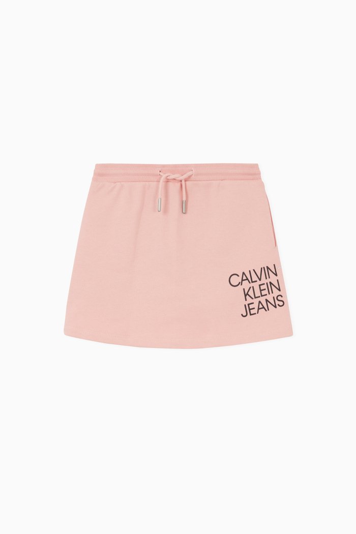 

Logo Mini Skirt in Organic Cotton Terry, Pink