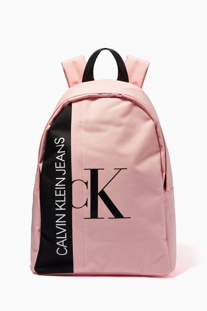 Logo Backpack in Polyester, Pink