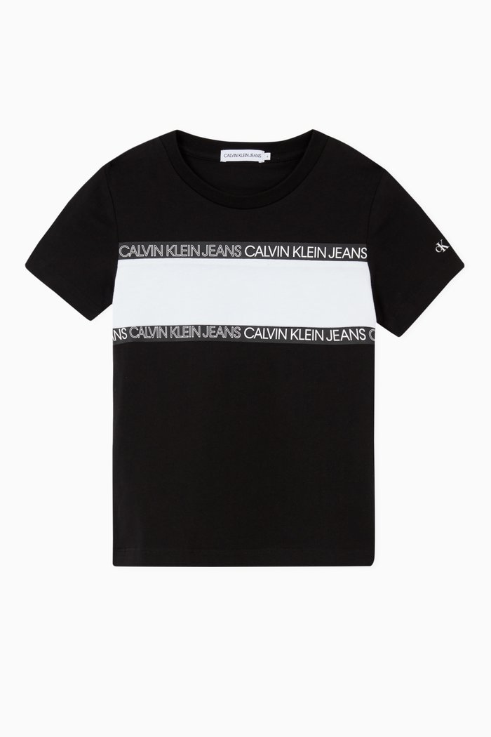 

Logo Tape T-shirt in Recycled Jersey, Black