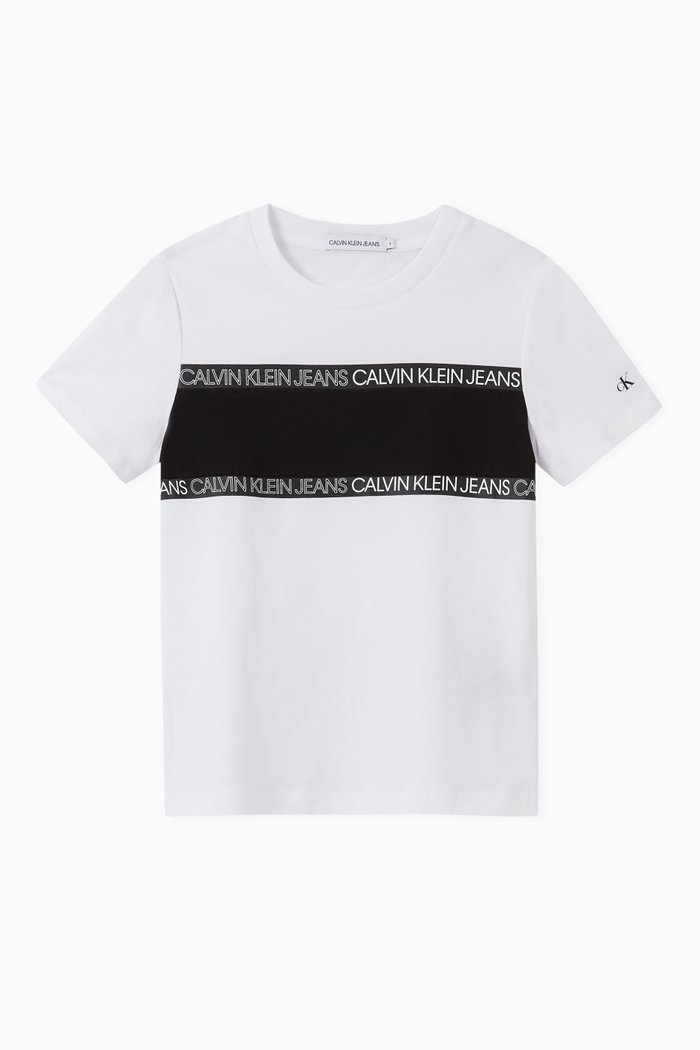 

Logo Tape T-shirt in Recycled Jersey, White