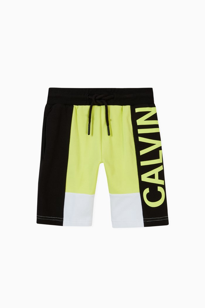 

Colour Block Jogger Shorts in Cotton Terry, Green