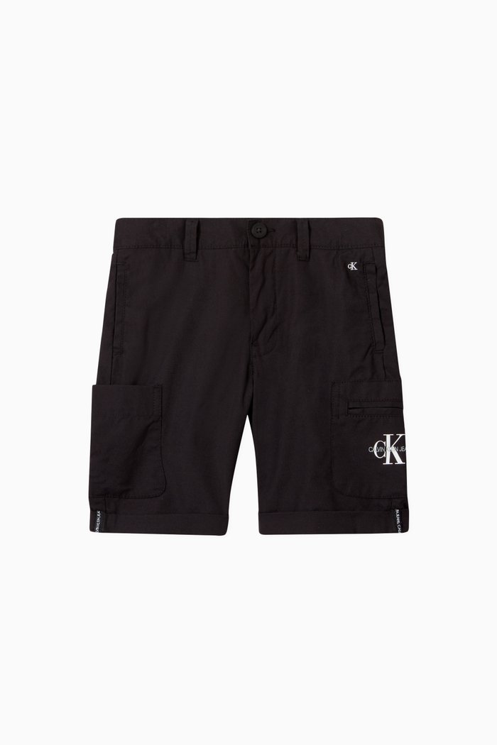 

Utility Shorts in Cotton Blend, Black